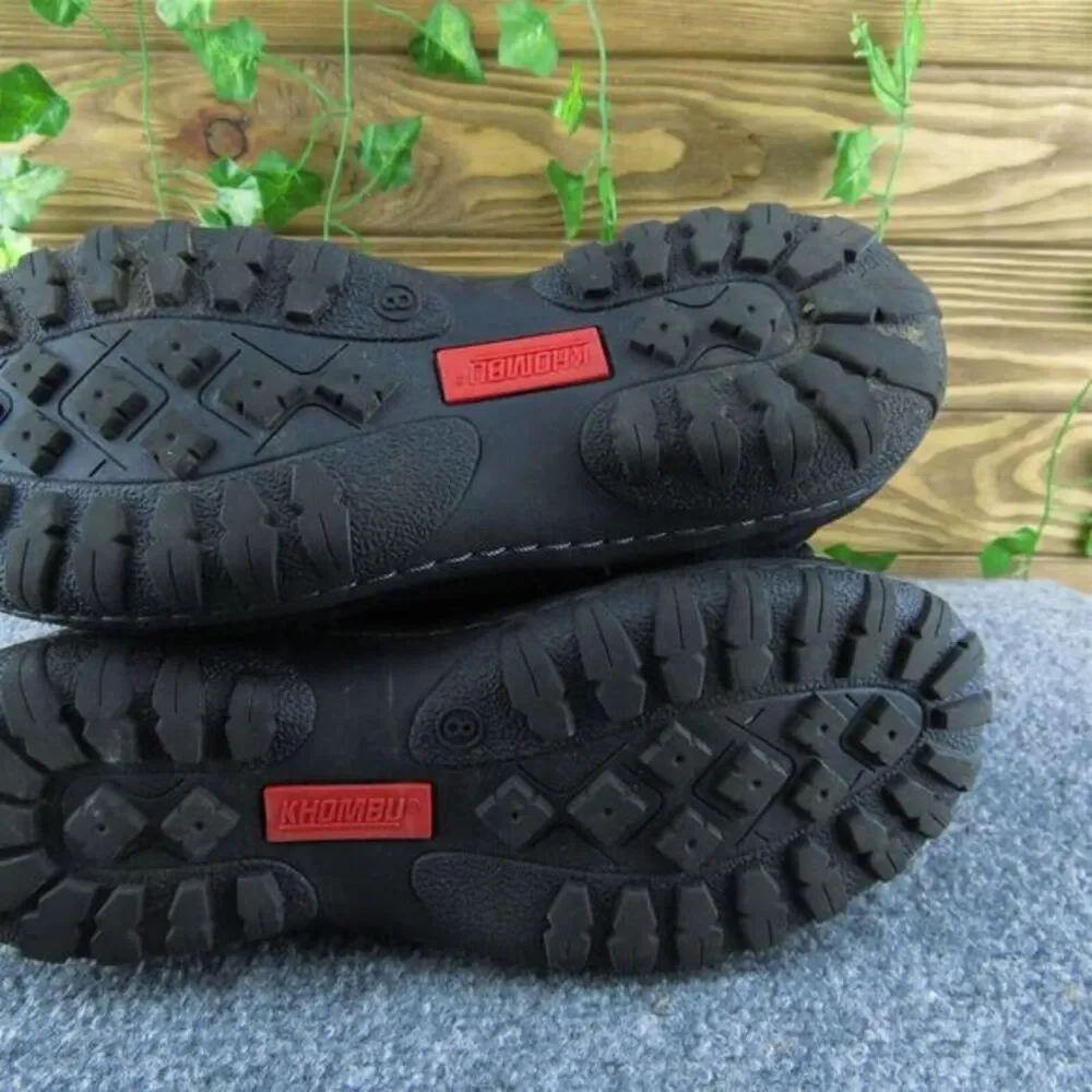 Khombu  Women Shearling Style Boots Black Leather‎ Zip Size 8 Medium